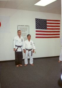 Picture of Sensei Mark Roscoe with Sensei Kanmei Uechi